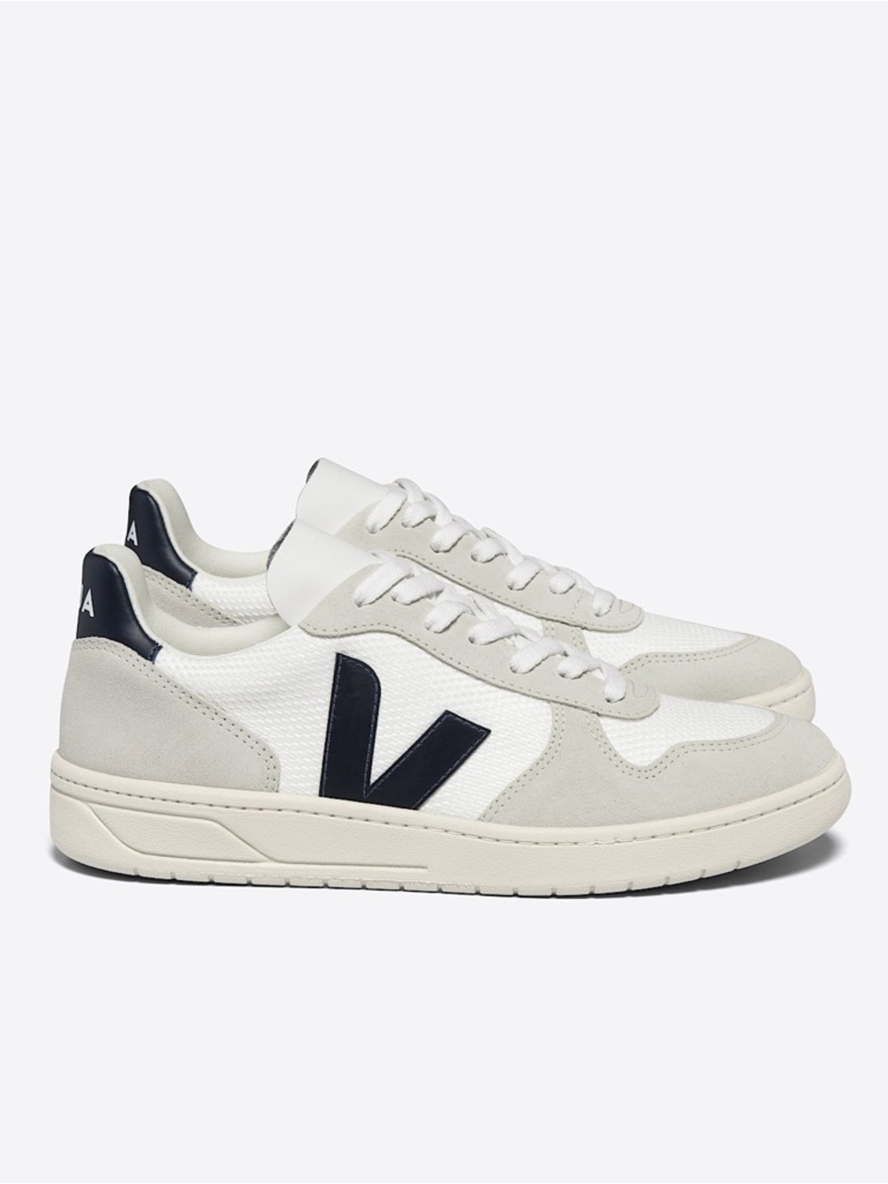 VEJA V-10 B-Mesh Sneakers White Nautico Navy Suede Sustainable Low Top Trainers